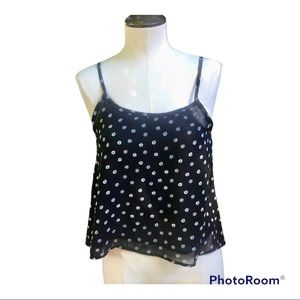 Mini Flower Print Chiffon Double Layer Swing Cami Top